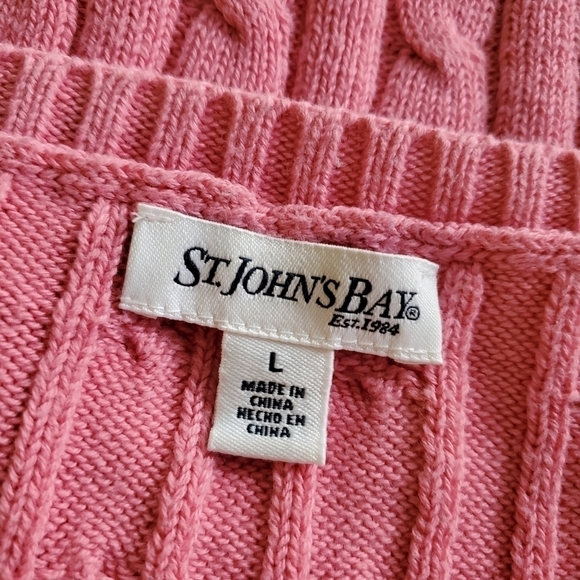 St. John's Bay Pink Cable Knit Pullover Size Large - Picture 6 of 9